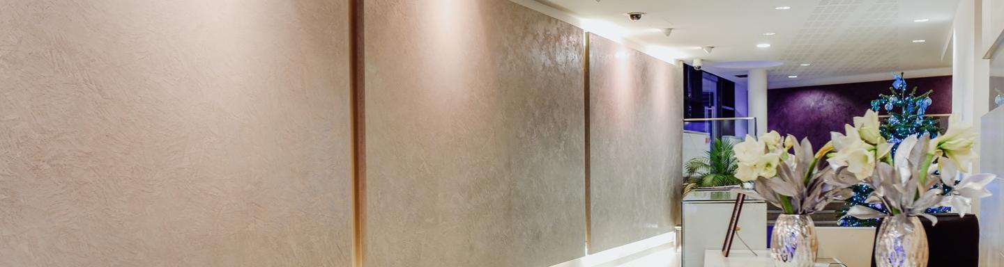 Modern lobby area of apartment block in London