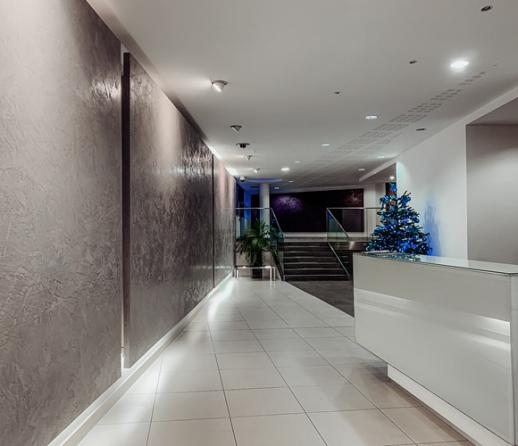 Lobby area of an apartment block