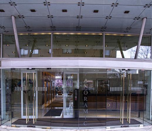 Entrance to an apartment block on Vauxhall Bridge in London