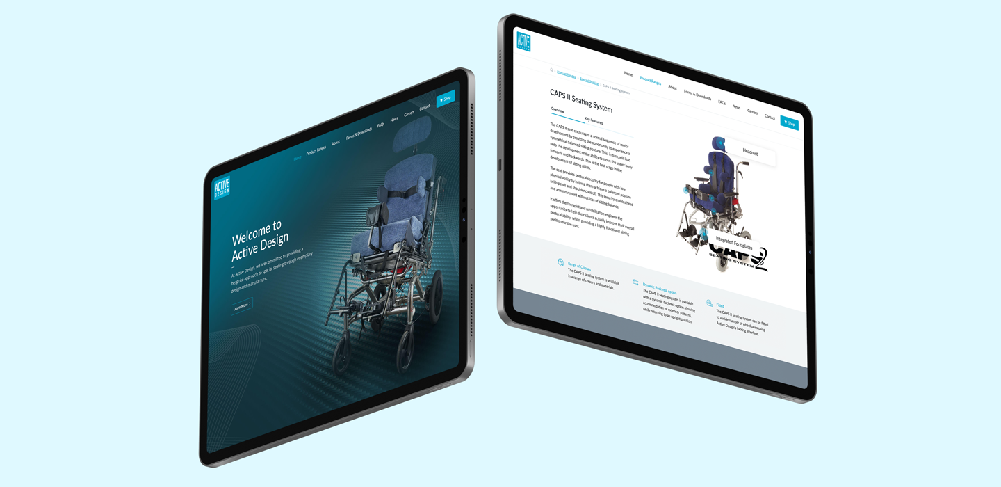 active design website screens on ipad