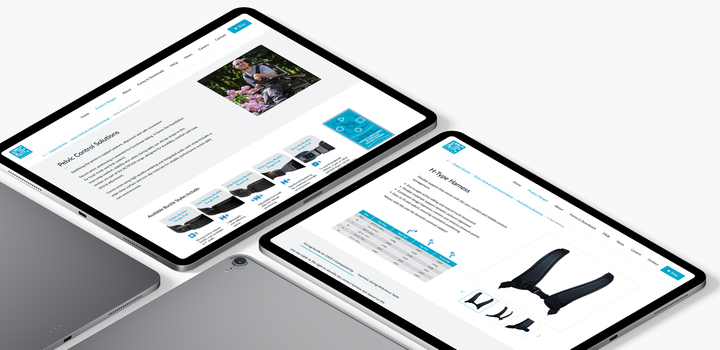 two ipads side by side displaying the active design website